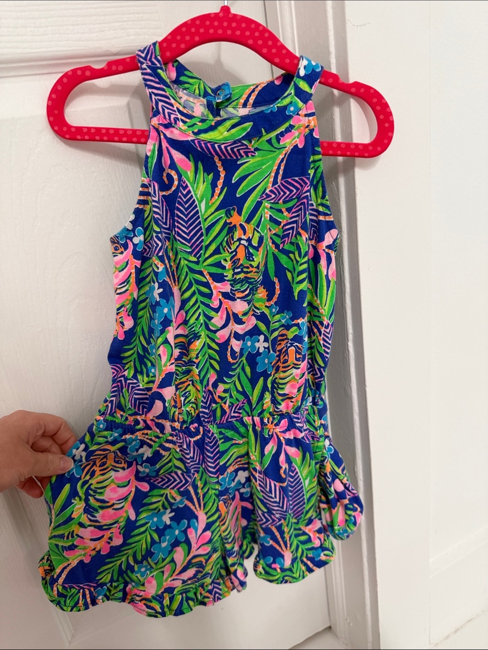 Lilly Pulitzer Navy Tropical Floral Girls One-Piece Romper